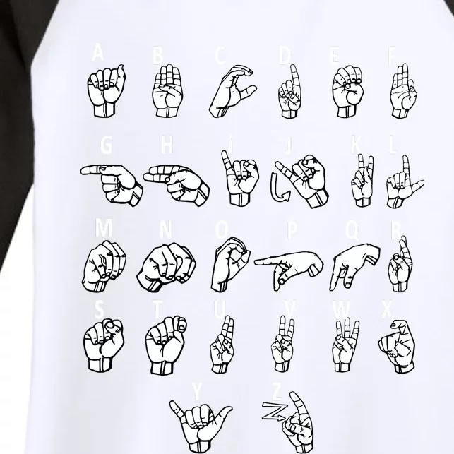 Sign Language Alphabet For ASL Interpreter Deaf Teacher Women's Tri-Blend 3/4-Sleeve Raglan Shirt