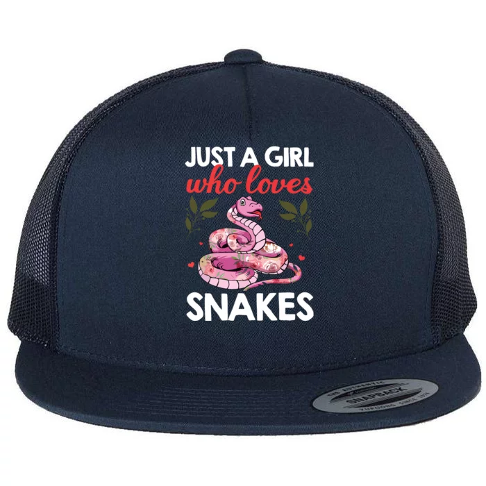 Snake Lover Art For Women Girl Ball Python Coral Reptile Flat Bill Trucker Hat