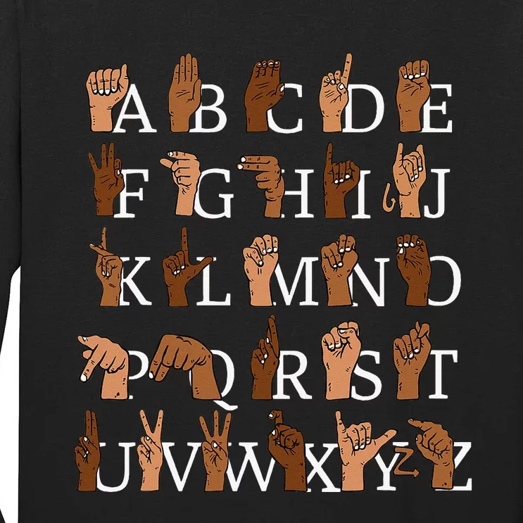 Sign Language Alphabet Retro Boho Hand Alphabet ASL Teacher Tall Long Sleeve T-Shirt