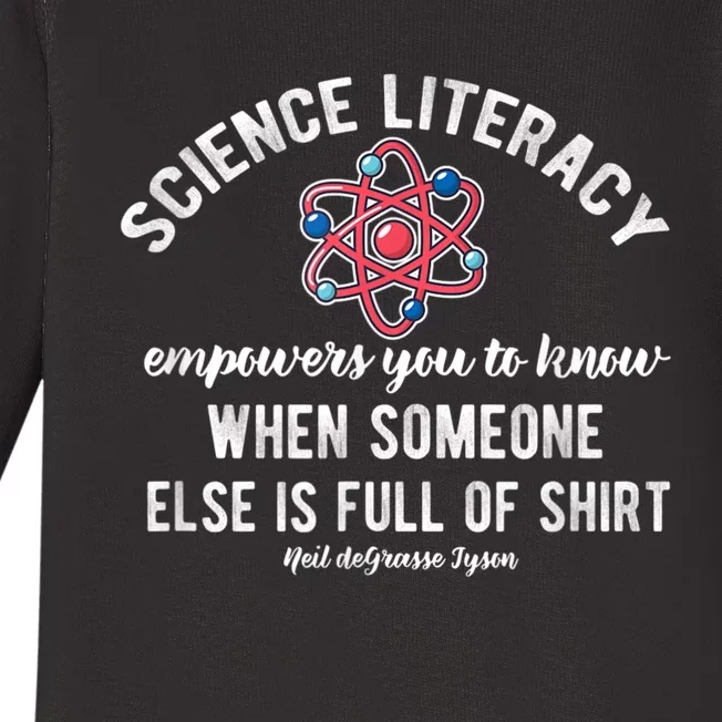 Science Literacy Atom Funny Science Quote Baby Long Sleeve Bodysuit