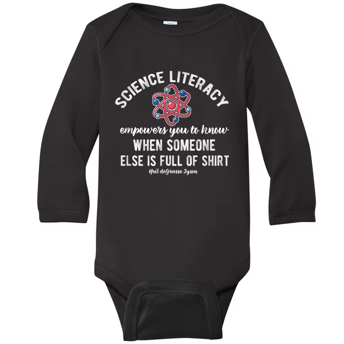 Science Literacy Atom Funny Science Quote Baby Long Sleeve Bodysuit