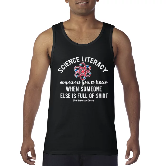 Science Literacy Atom Funny Science Quote Tank Top