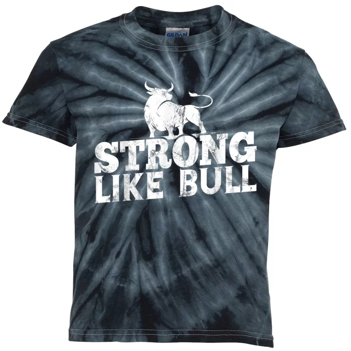 Strong Like A Bull Powerlifting Bodybuilding Kids Tie-Dye T-Shirt