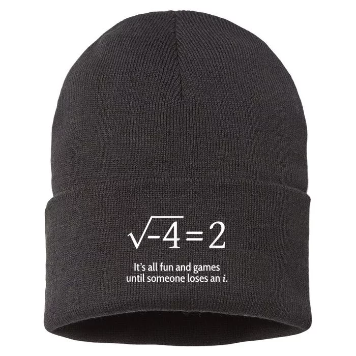 Someone Loses An I: Funny Math Short Sleeve Sustainable Knit Beanie