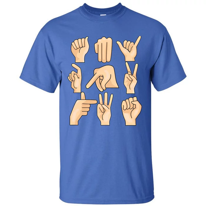 Sign Language Asl Teacher Hand Learning Hearing Impaired Gift Tall T-Shirt