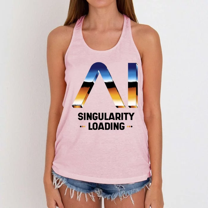 Singularity Loading AI Artificial Intelligence Women's Knotted Racerback Tank