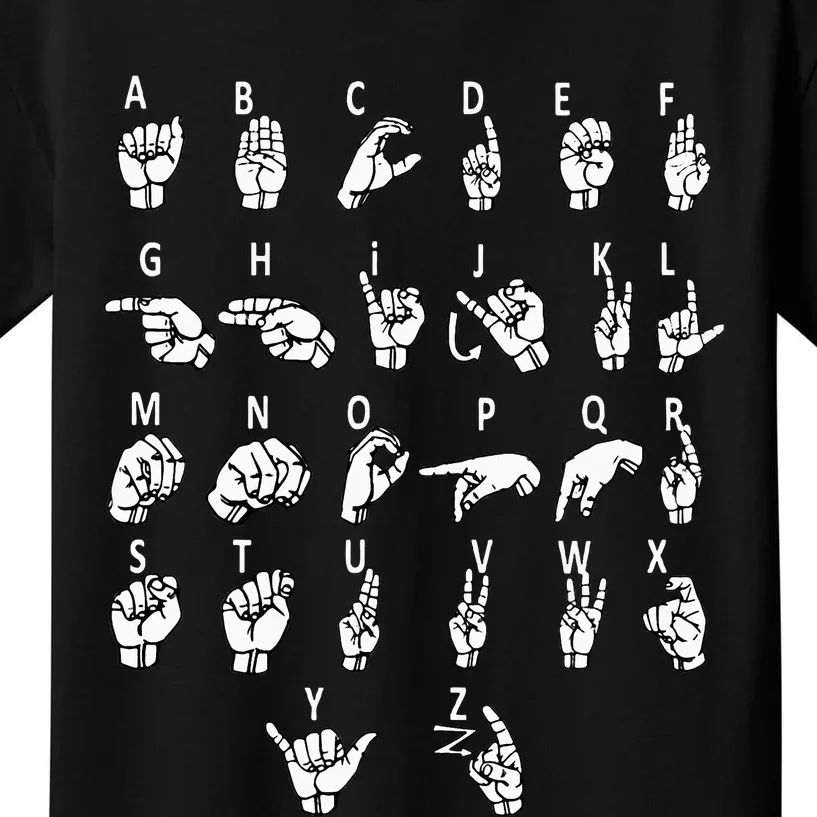 Sign Language Alphabet For Asl Interpreter Deaf Teacher Stud Kids T-Shirt