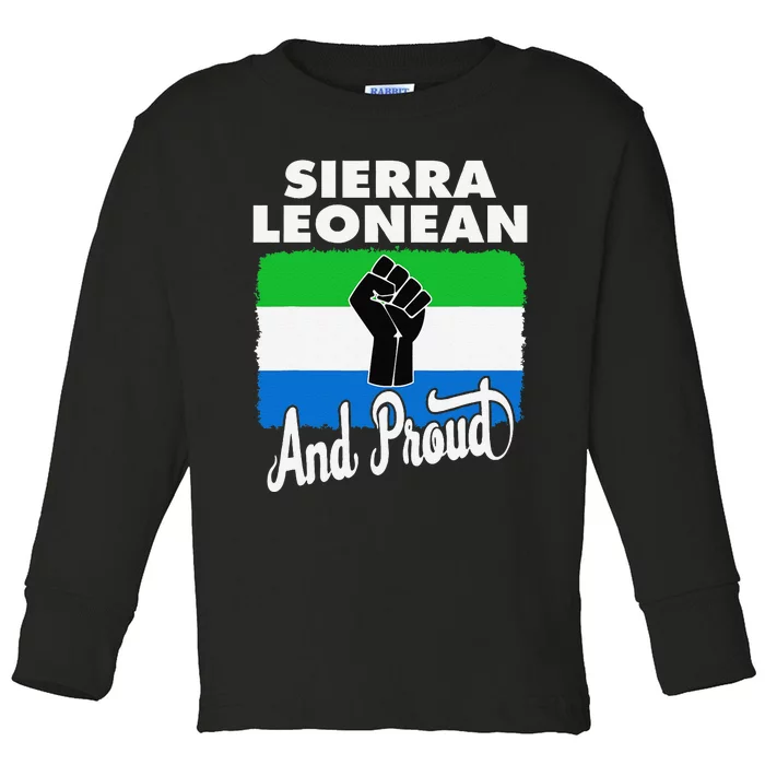 Sierra Leonean And Proud Love Sierra Leonea Flag Fist Toddler Long Sleeve Shirt