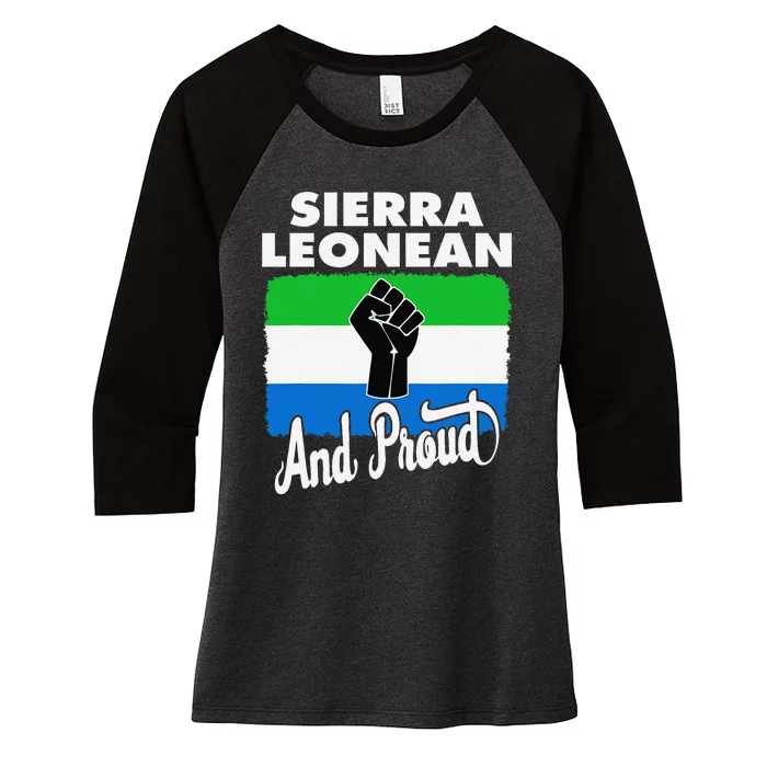 Sierra Leonean And Proud Love Sierra Leonea Flag Fist Women's Tri-Blend 3/4-Sleeve Raglan Shirt