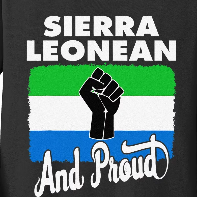 Sierra Leonean And Proud Love Sierra Leonea Flag Fist Kids Long Sleeve Shirt