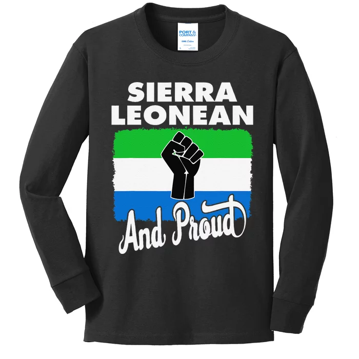 Sierra Leonean And Proud Love Sierra Leonea Flag Fist Kids Long Sleeve Shirt