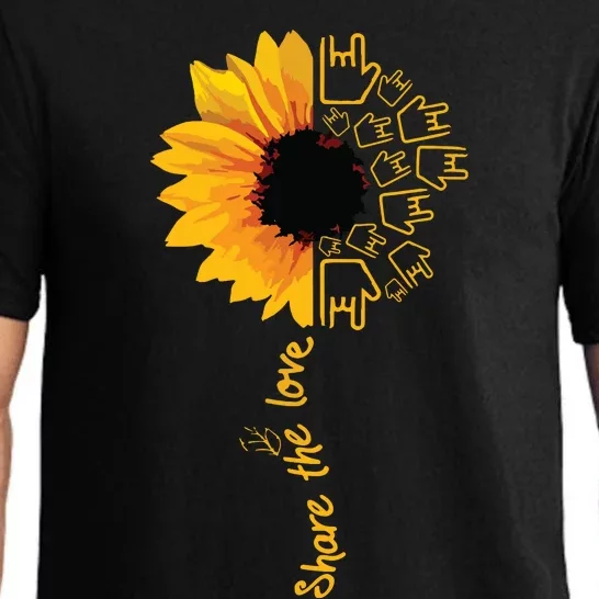 Sign Language ASL American Sunflower Share The Love Pajama Set