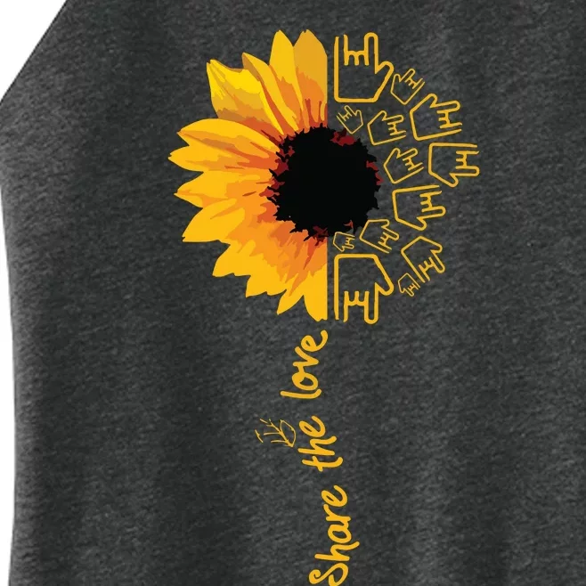 Sign Language ASL American Sunflower Share The Love Women’s Perfect Tri Rocker Tank