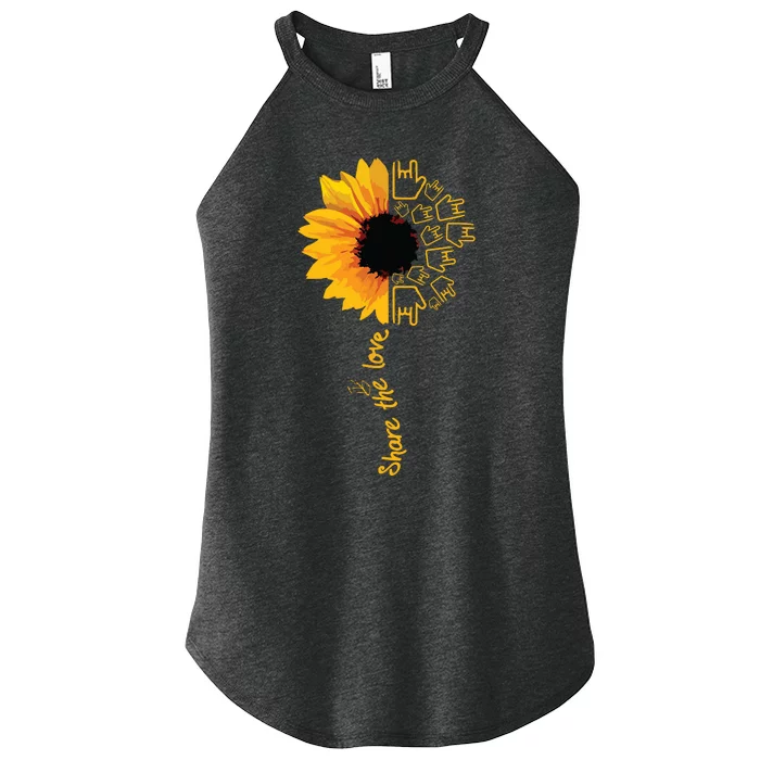 Sign Language ASL American Sunflower Share The Love Women’s Perfect Tri Rocker Tank