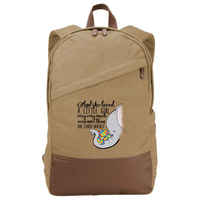 She Loved A Little Very Much Autism Elephant Mom Gift Meaningful Gift Cotton Canvas Backpack