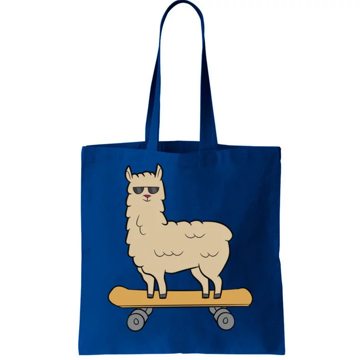 Skateboarding Llama Alpaca Skateboard Llama Gift Tote Bag