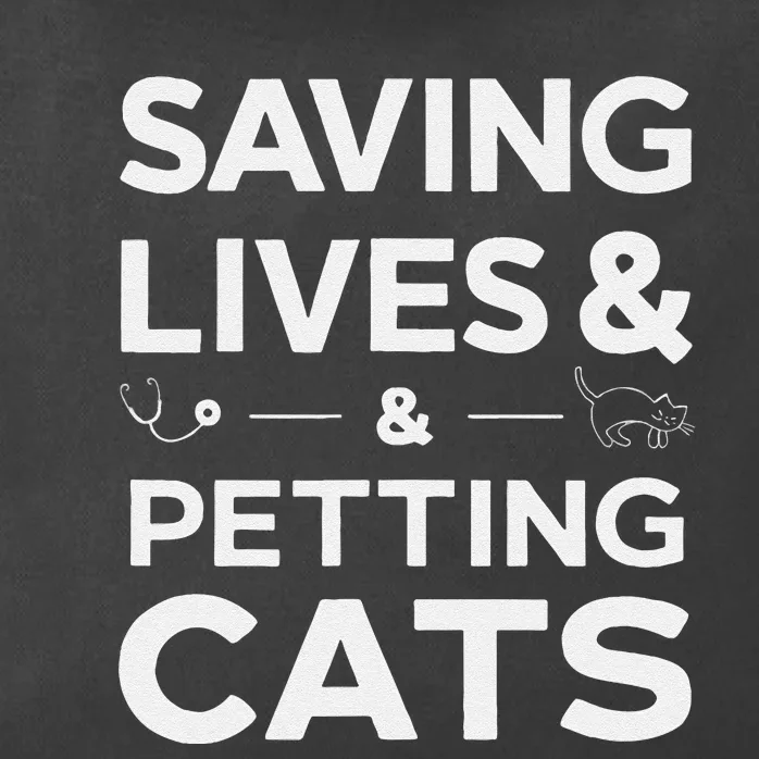 Saving Lives And Petting Cats Funny Medical Staff Doctor Zip Tote Bag