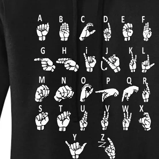 Sign Language Alphabet For Asl Interpreter Deaf Teacher Stud Women's Pullover Hoodie