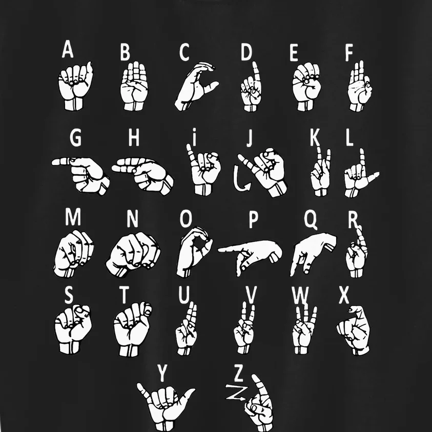 Sign Language Alphabet For Asl Interpreter Deaf Teacher Stud Kids Sweatshirt