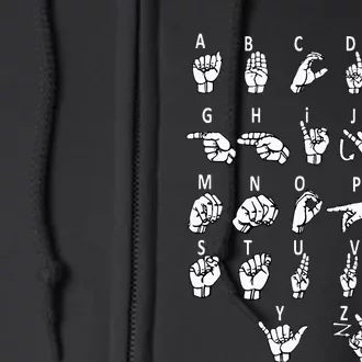 Sign Language Alphabet For Asl Interpreter Deaf Teacher Stud Full Zip Hoodie