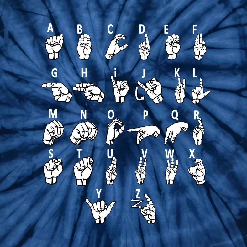 Sign Language Alphabet For ASL Interpreter Deaf Teacher Stud Tie-Dye T-Shirt