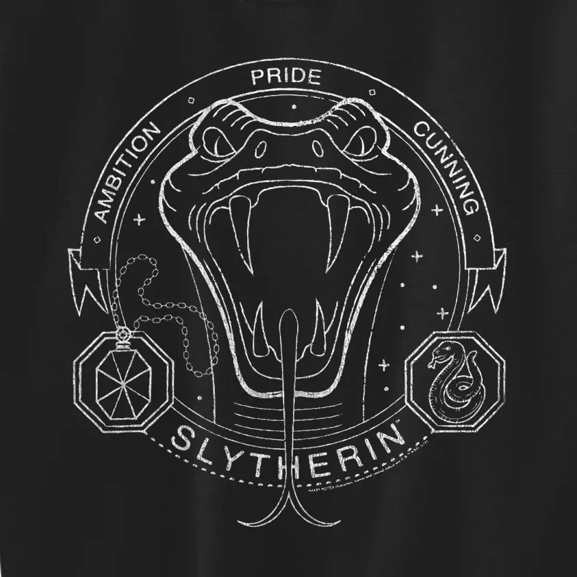 Slytherin Line Art Snake Symbol Kids Sweatshirt