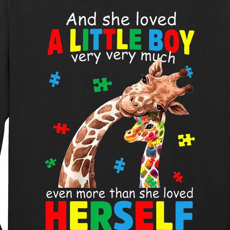 She Loved A Little Giraffe Autism Puzzle Piece Tall Long Sleeve T-Shirt