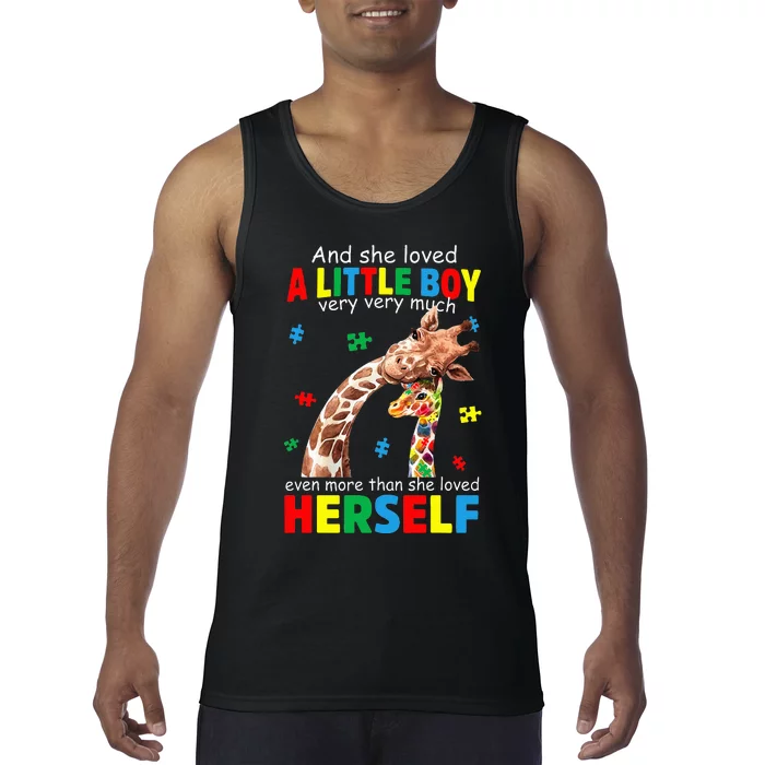 She Loved A Little Giraffe Autism Puzzle Piece Tank Top