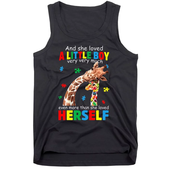 She Loved A Little Giraffe Autism Puzzle Piece Tank Top