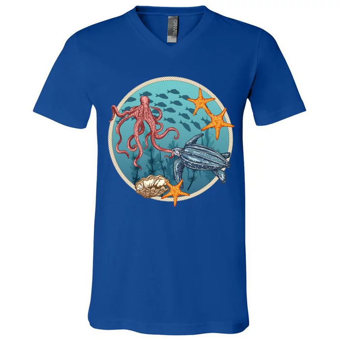 Sea Life Aquarium Cool Marine V-Neck T-Shirt