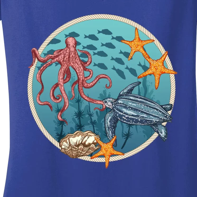 Sea Life Aquarium Cool Marine Women's V-Neck T-Shirt