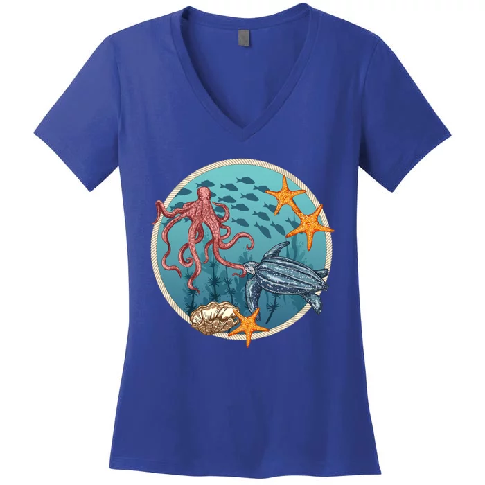 Sea Life Aquarium Cool Marine Women's V-Neck T-Shirt