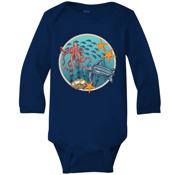 Sea Life Aquarium Cool Marine Baby Long Sleeve Bodysuit