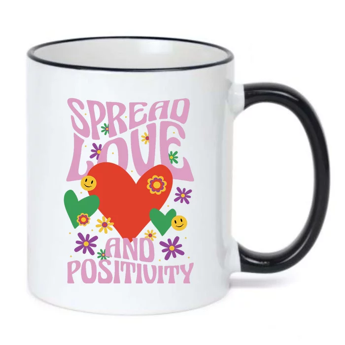 Spread Love And Positivity Retro Heart Black Color Changing Mug