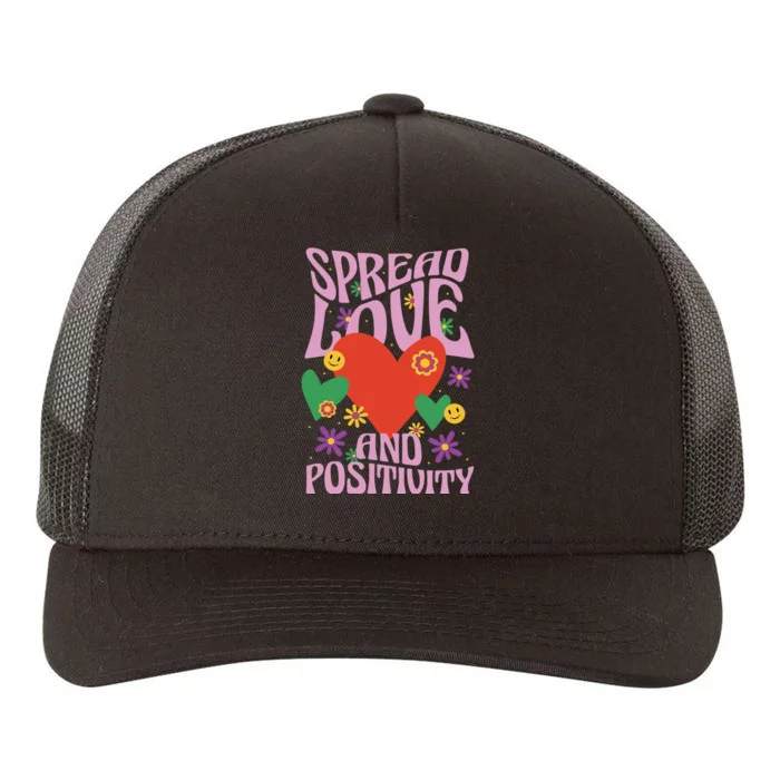 Spread Love And Positivity Retro Heart Yupoong Adult 5-Panel Trucker Hat