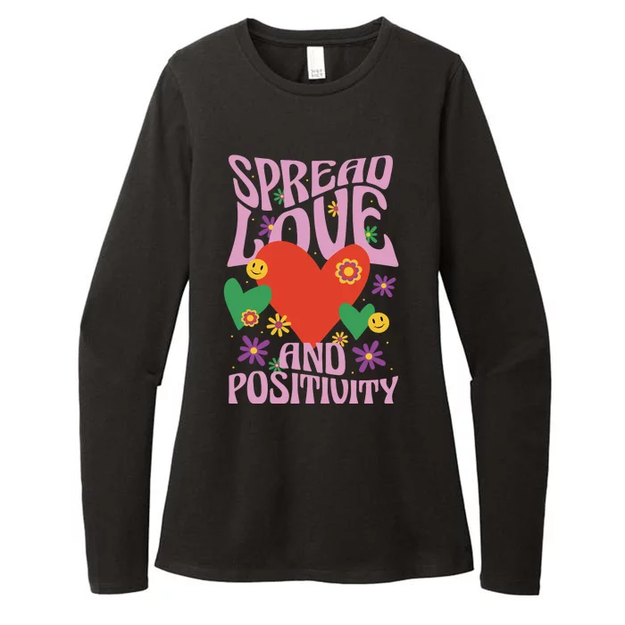 Spread Love And Positivity Retro Heart Womens CVC Long Sleeve Shirt