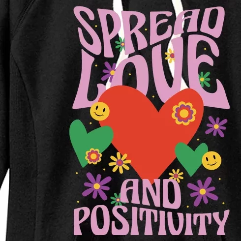 Spread Love And Positivity Retro Heart Women's Fleece Hoodie