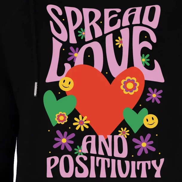 Spread Love And Positivity Retro Heart Womens Funnel Neck Pullover Hood