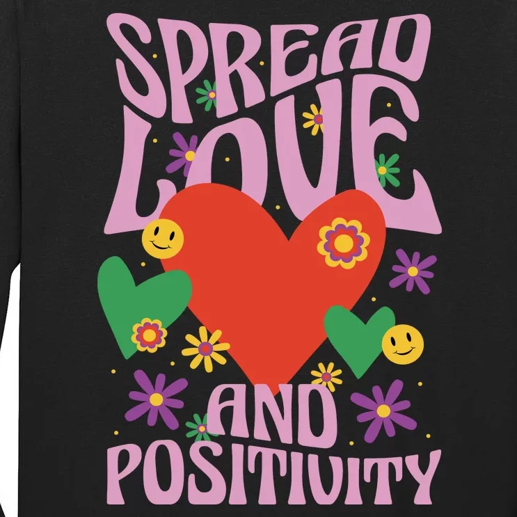 Spread Love And Positivity Retro Heart Tall Long Sleeve T-Shirt