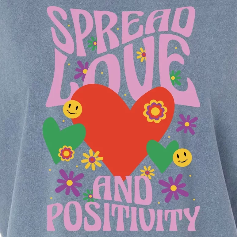 Spread Love And Positivity Retro Heart Garment-Dyed Women's Muscle Tee