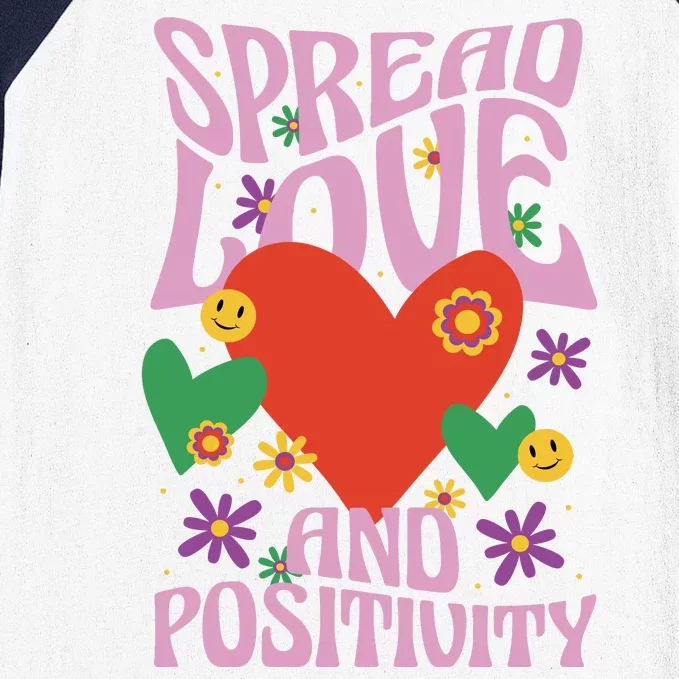 Spread Love And Positivity Retro Heart Baseball Sleeve Shirt