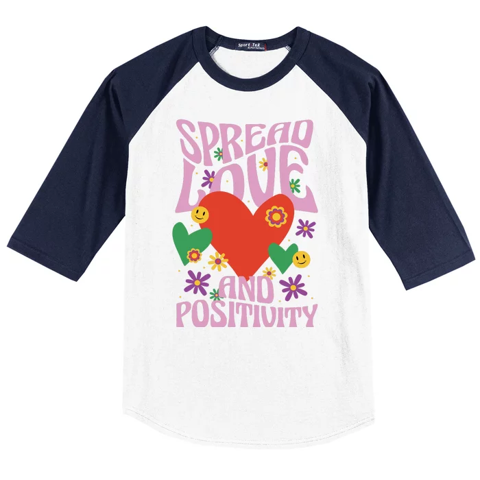 Spread Love And Positivity Retro Heart Baseball Sleeve Shirt