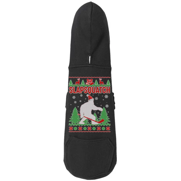 Slapsquatch Ugly Christmas Sweater Bigfoot Doggie 3-End Fleece Hoodie