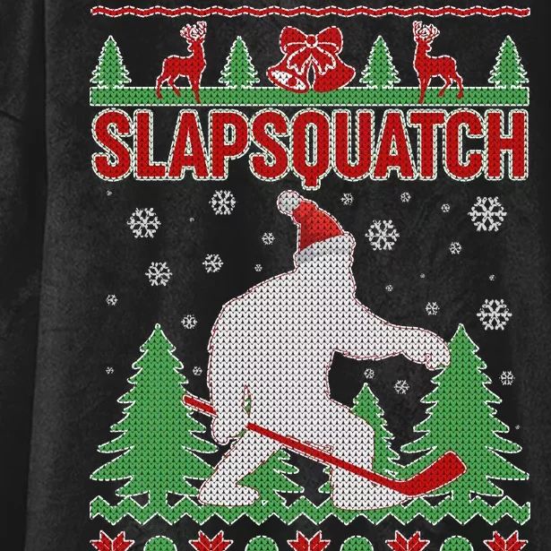 Slapsquatch Ugly Christmas Sweater Bigfoot Hooded Wearable Blanket