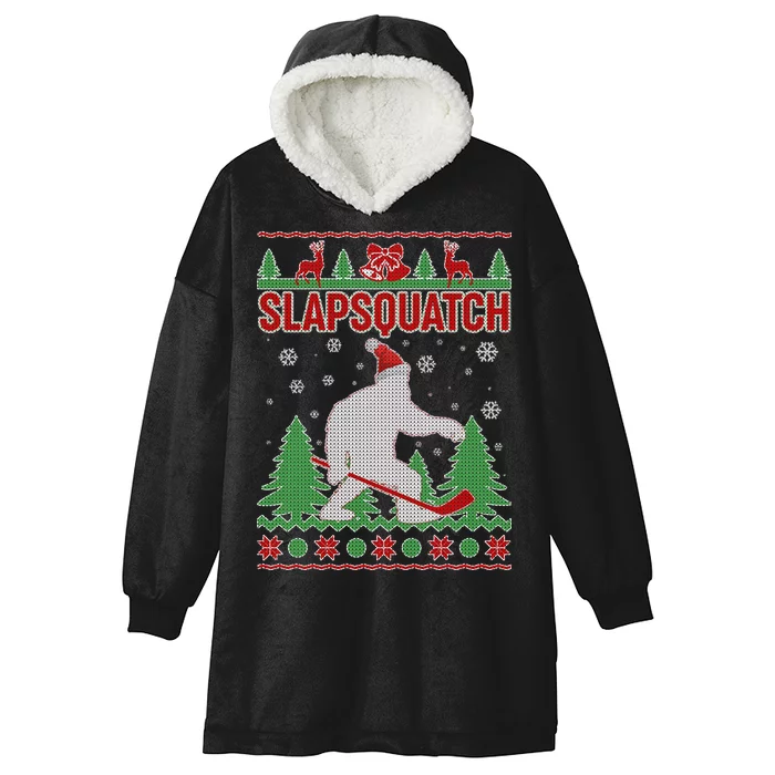 Slapsquatch Ugly Christmas Sweater Bigfoot Hooded Wearable Blanket