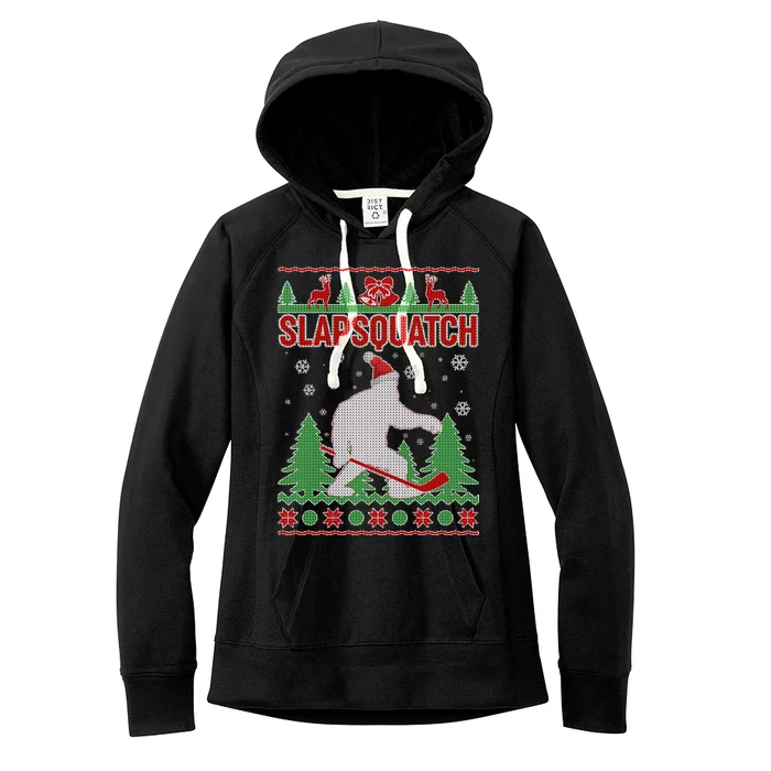 Slapsquatch Ugly Christmas Sweater Bigfoot Women's Fleece Hoodie