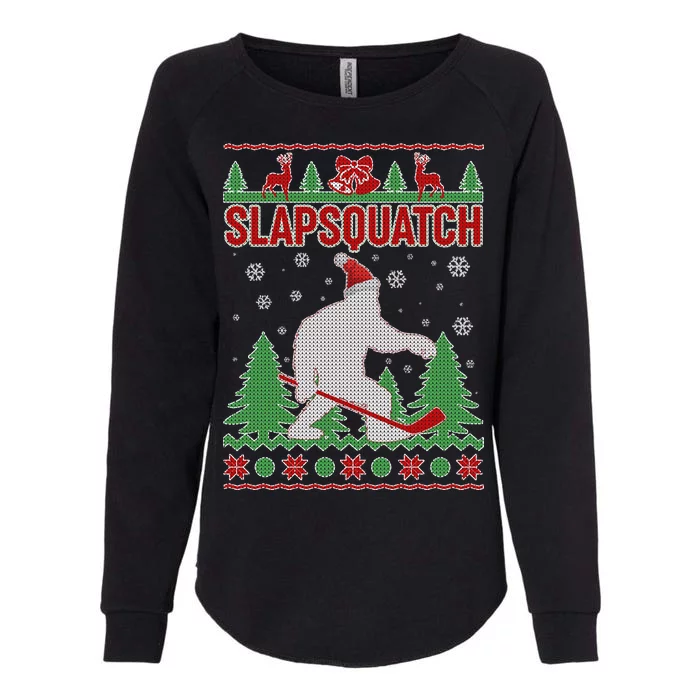 Slapsquatch Ugly Christmas Sweater Bigfoot Womens California Wash Sweatshirt