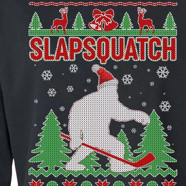 Slapsquatch Ugly Christmas Sweater Bigfoot Cropped Pullover Crew