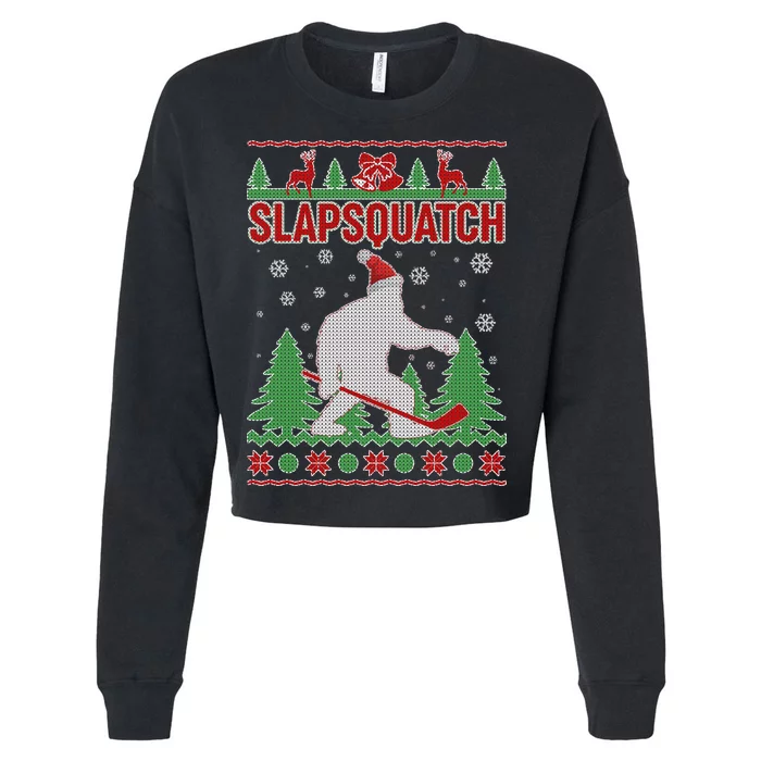 Slapsquatch Ugly Christmas Sweater Bigfoot Cropped Pullover Crew