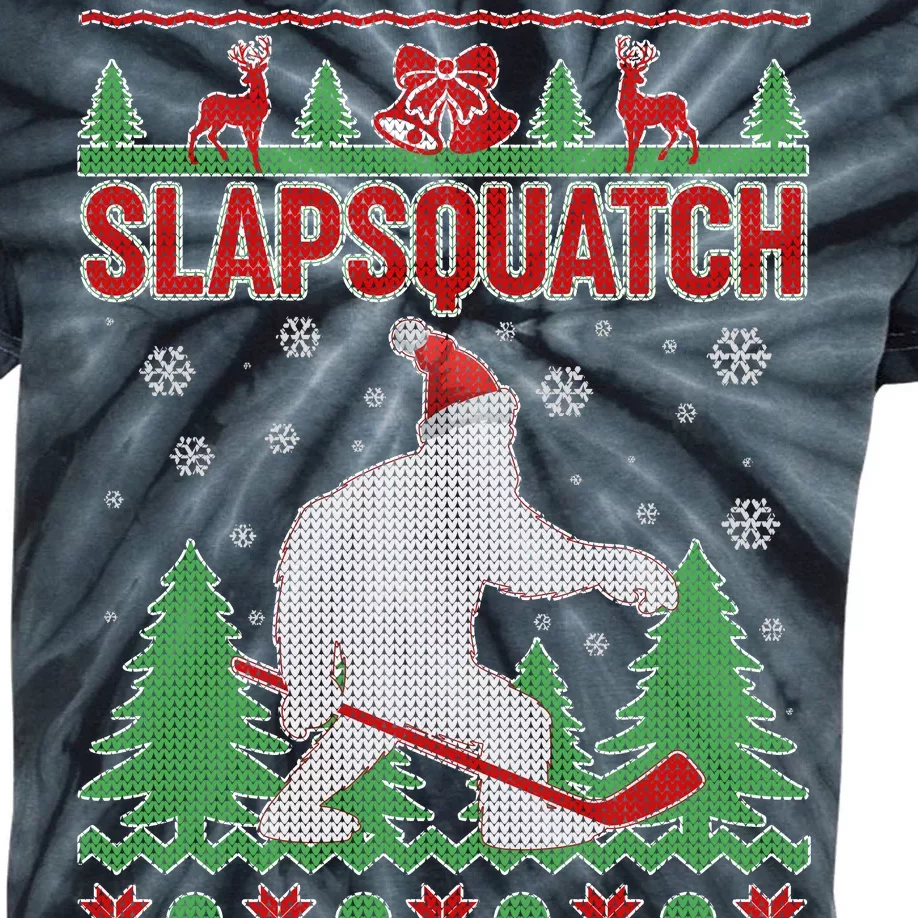 Slapsquatch Ugly Christmas Sweater Bigfoot Kids Tie-Dye T-Shirt